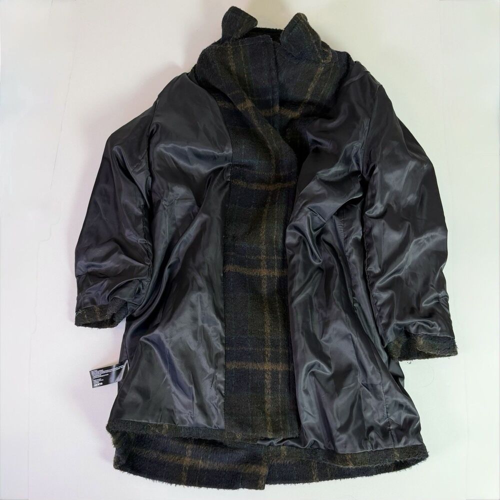 Sam Edelman Plaid Peacoat Womens XXL Double Breasted Dark Academia Preppy Gothic - Picture 12 of 16